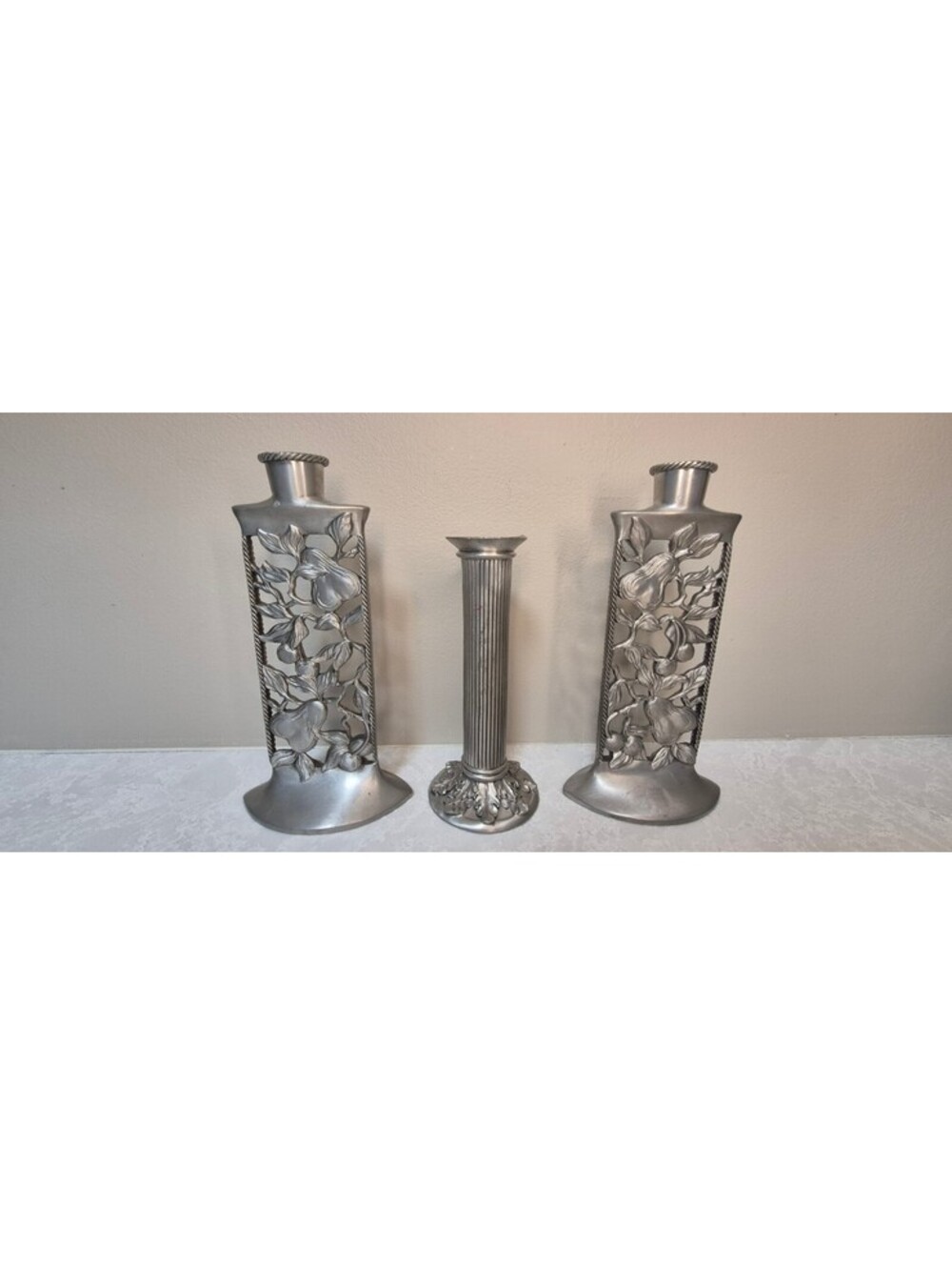 Vintage Seagull Studios Pewter Candlesticks - Set of 3